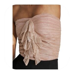 Maeve Anthropologie M Metallic Pink Rose Gold Ruffled Tube Top